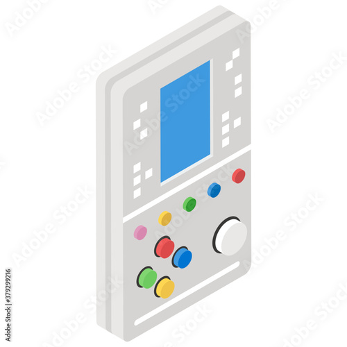 
Portable video game, gamepad icon in isometric design 
