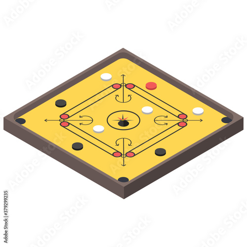
A tabletop game icon, editable style of carrom board game 
