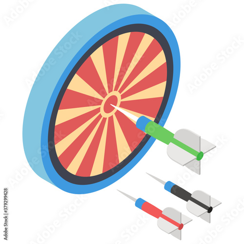 
Lawn dart game icon in isometric design, shooting game
