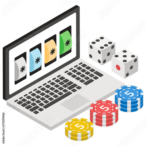 
Computer game icon in isometric design, online gambling vector 
