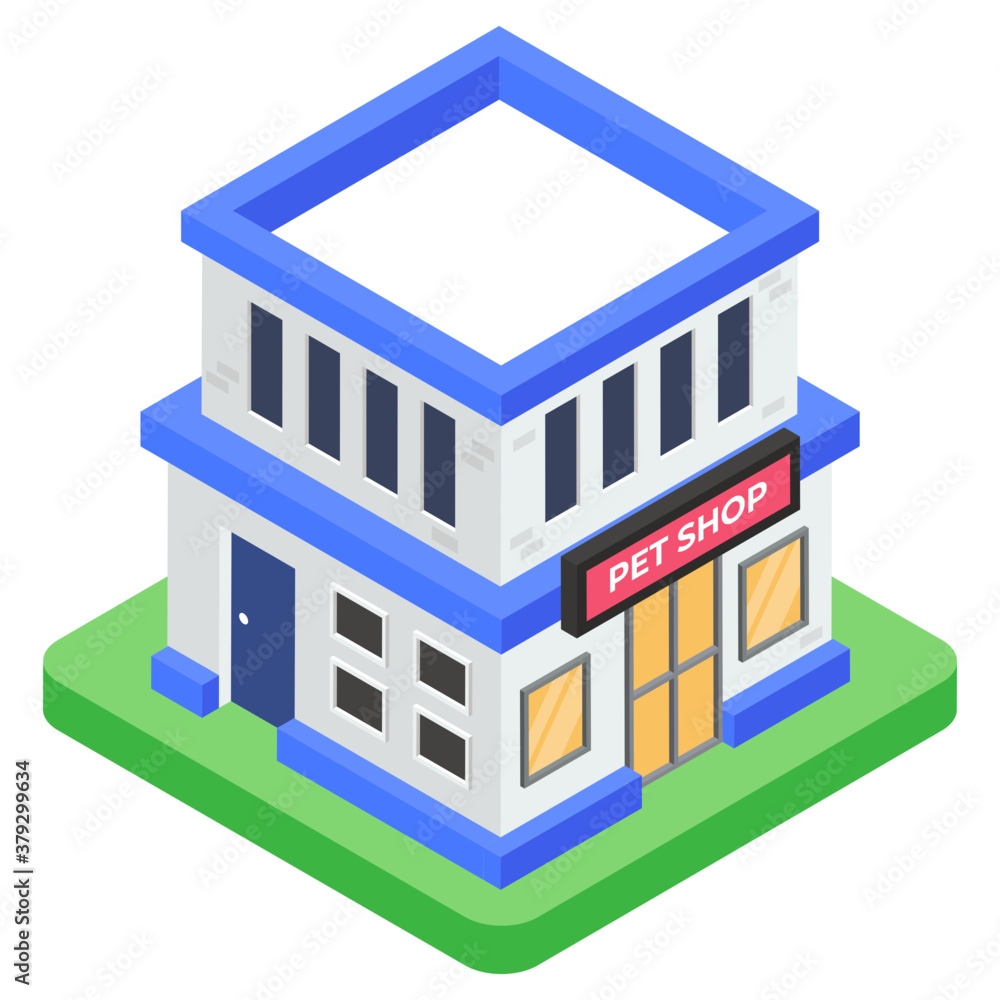 
Modern isometric design icon of pet shop, editable vector 
