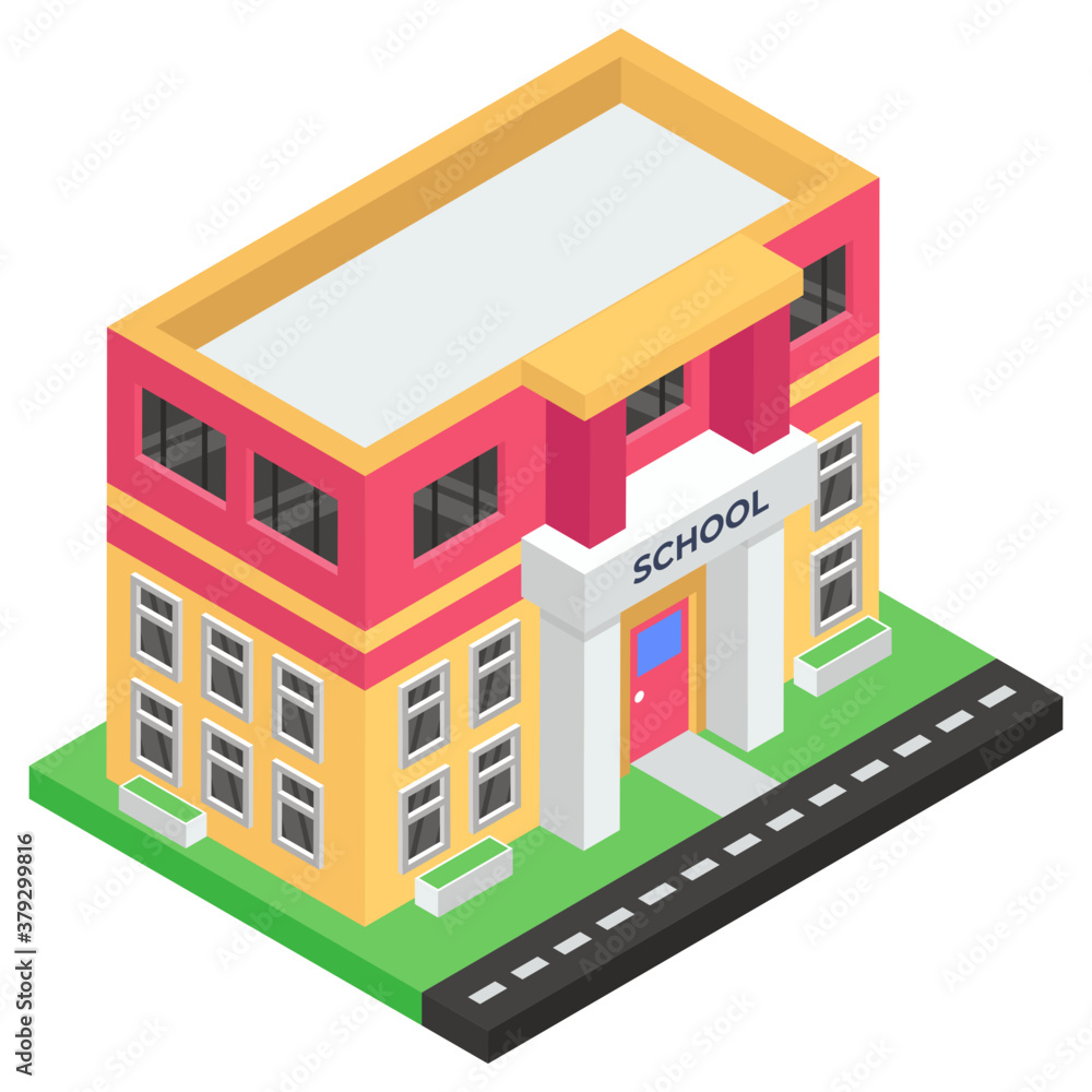 
Isometric design of school icon, an educational institute 
