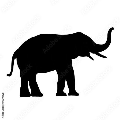 black image elephant Asia standing  graphics design vector outline Illustration isolated on white background