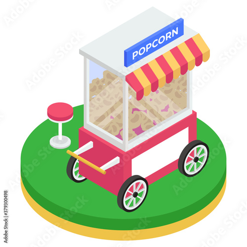 
An automated machine used to make popcorn, popcorn machine or popcorn popper icon
