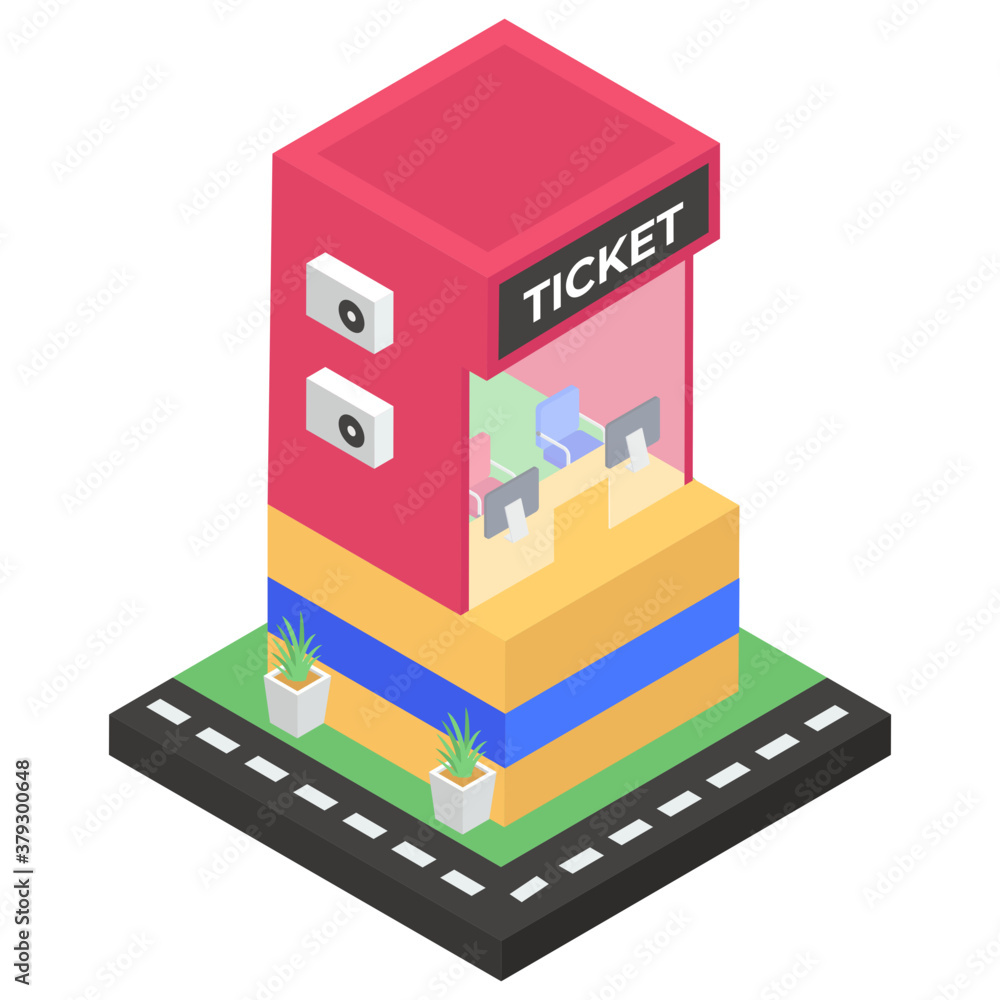 A ticketing counter for sale tickets, icon of ticket booth
A ticketing counter for sale tickets, icon of ticket booth