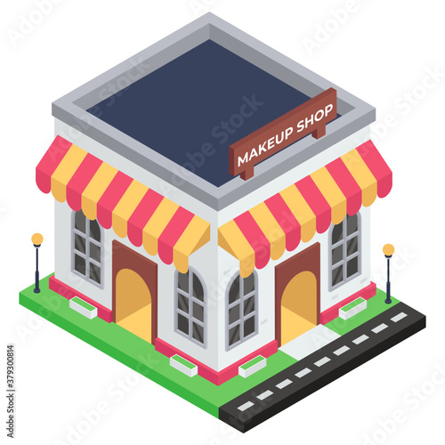 
A retail shop in isometric icon, makeup shop vector 
