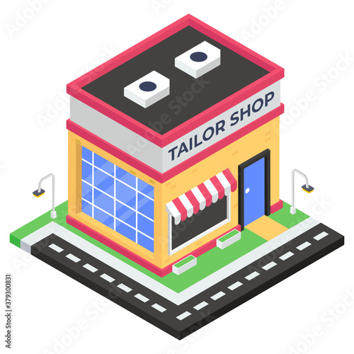 
A clothing and garments stitching house, tailor shop icon
