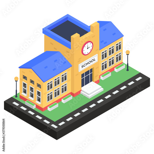  Isometric design of school building icon, an educational institute   © Vectors Market