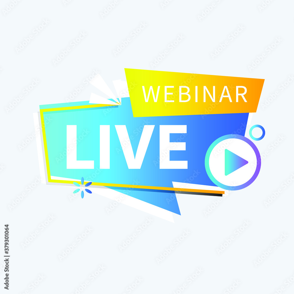 Live Webinar Button, icon, emblem label gradient Vector illustration flat linear badge and banner, scroll, sticker, ribbon, embem, poster. Live Webinar Button, icon, emblem label gradient Vector illustration flat linear badge and banner, scroll, sticker, ribbon, embem, poster.