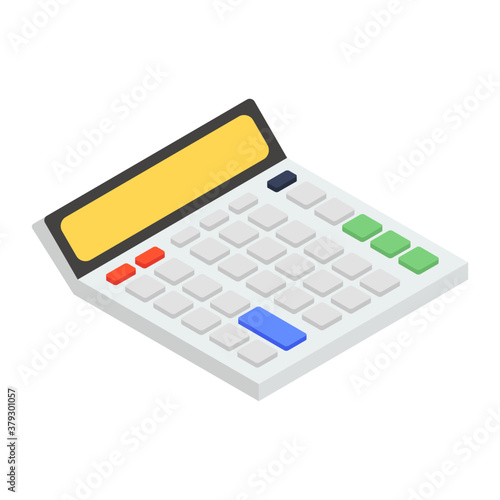 
Trendy electronic calculator icon design, isometric vector of adder 
