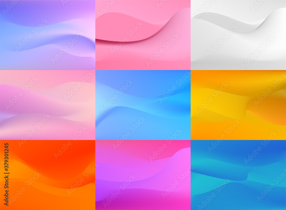 Set of soft wavy lines abstract backgrounds. Ideal for business card, banner, brochure & flyer cover design or website landing page.