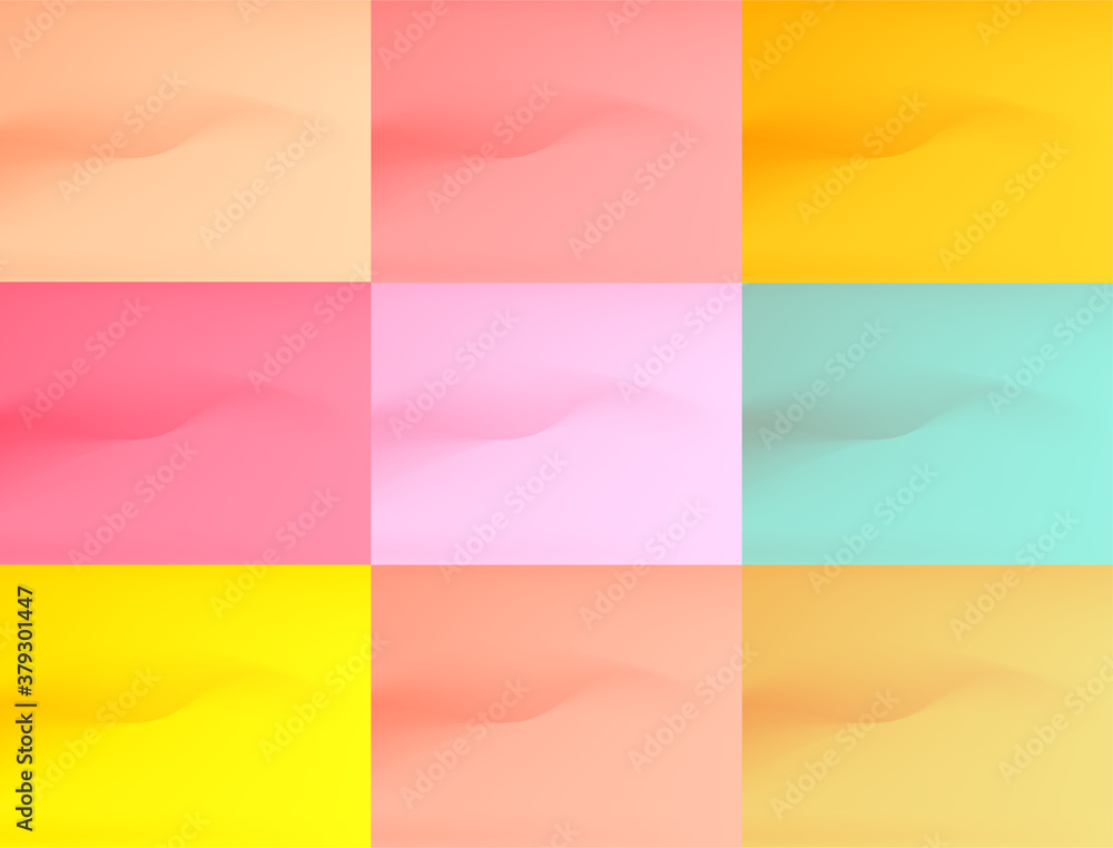 Obraz premium Set of soft wavy lines abstract backgrounds with vibrant pastel color tone. Ideal for business card, banner, brochure & flyer cover design or website landing page.