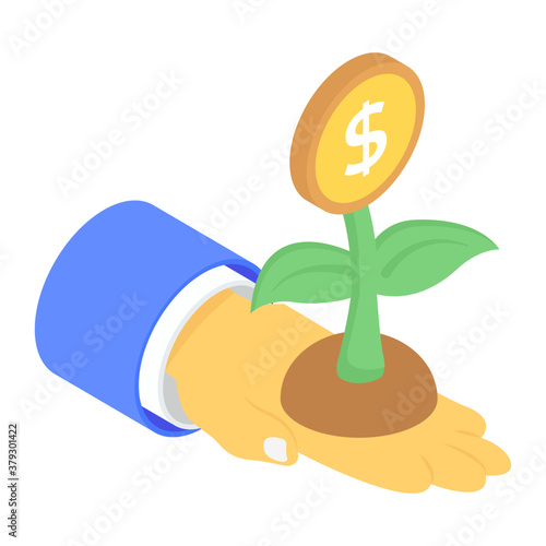 
An icon design of money growth, dollar plant vector 
