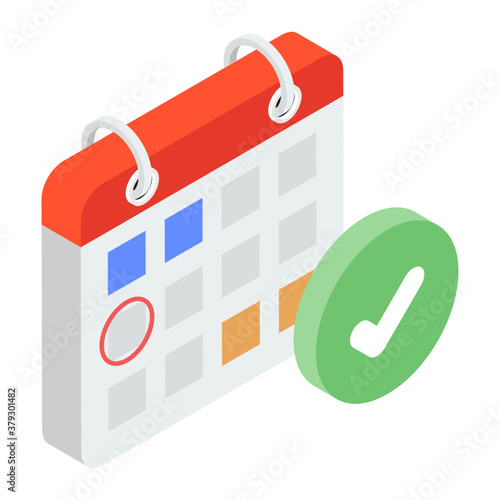 
Verified calendar vector style, an icon design of schedule 
