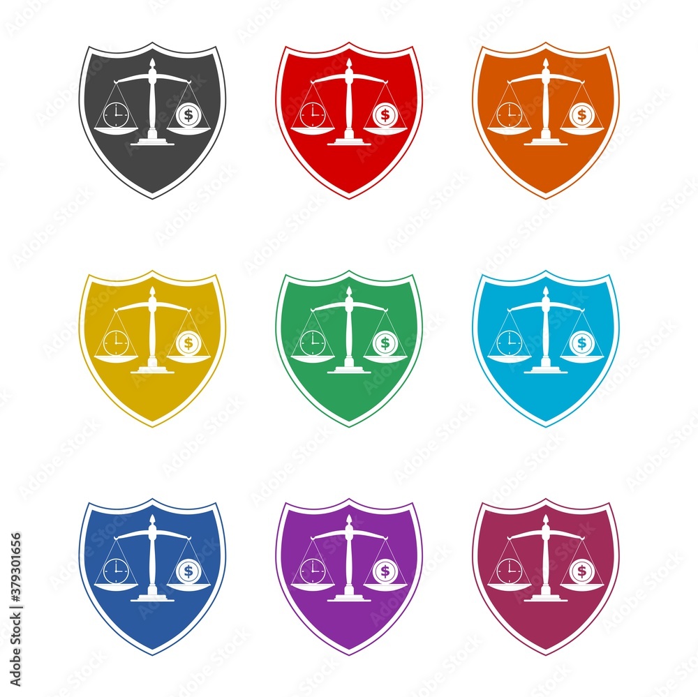 Concept of time and money icon, color set Concept of time and money icon, color set