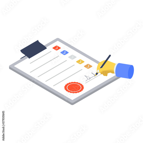 
An understanding between entities to follow a specific course of conduct, agreement in isometric style 
