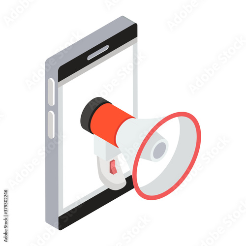 
Loudspeaker inside a mobile, an icon design of online mobile campaign 
