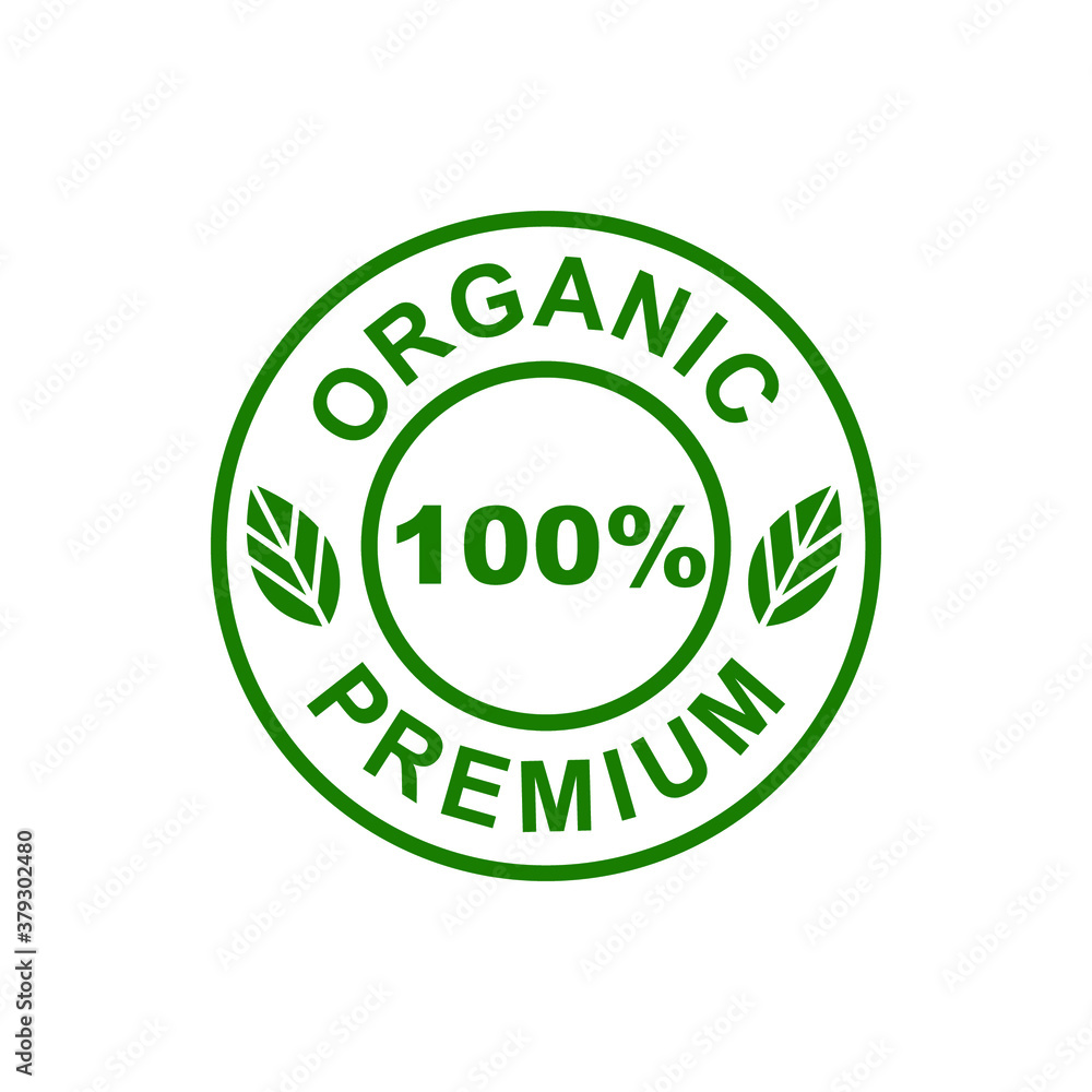 100% organic premium. Eco icon. Leaves. Organic food. 100% organic premium. Eco icon. Leaves. Organic food.