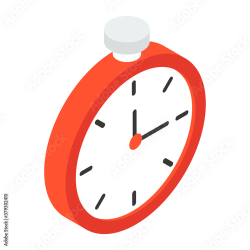 
Stopwatch icon in isometric design, timekeeper 
