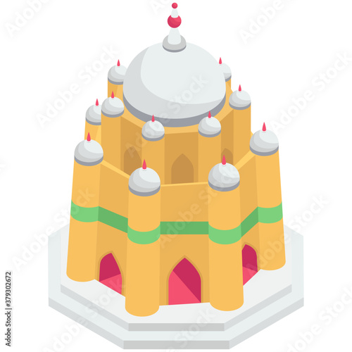 
Editable design of shah rukne alam tomb icon
