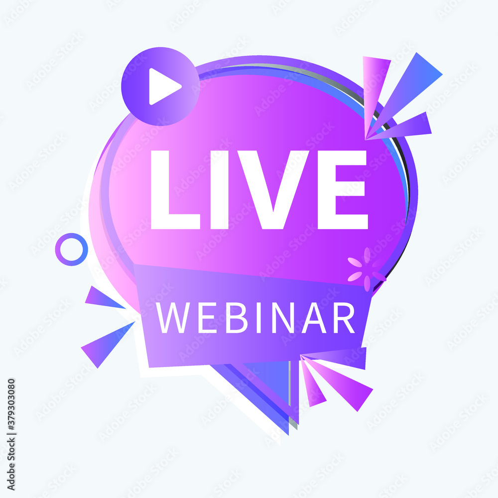 Live Webinar Button, icon, emblem label gradient Vector illustration flat linear badge and banner, scroll, sticker, ribbon, embem, poster. Live Webinar Button, icon, emblem label gradient Vector illustration flat linear badge and banner, scroll, sticker, ribbon, embem, poster.