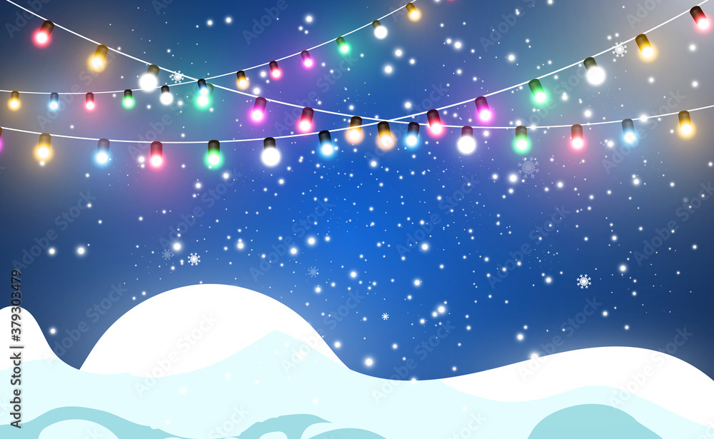 Naklejka premium Vector illustration of a light garland on a transparent background.