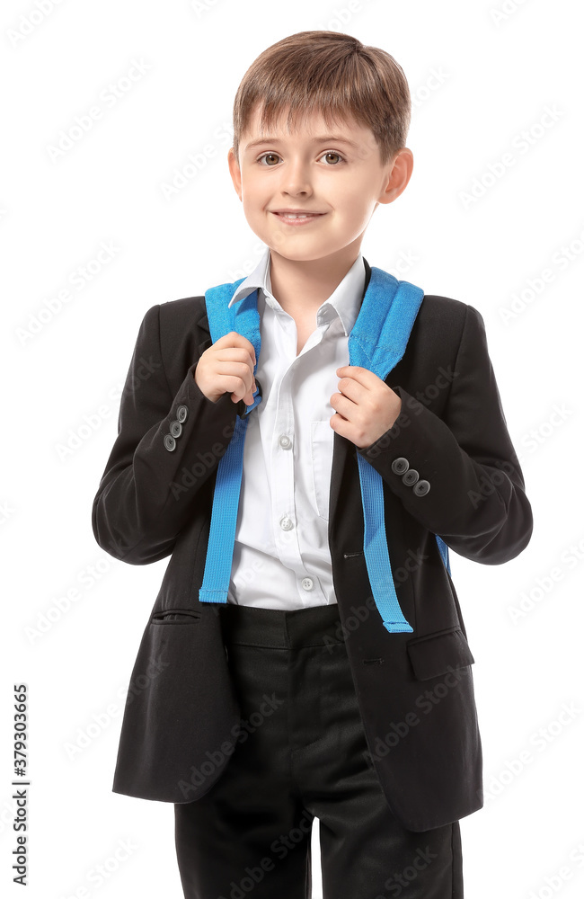 Little schoolboy on white background Little schoolboy on white background