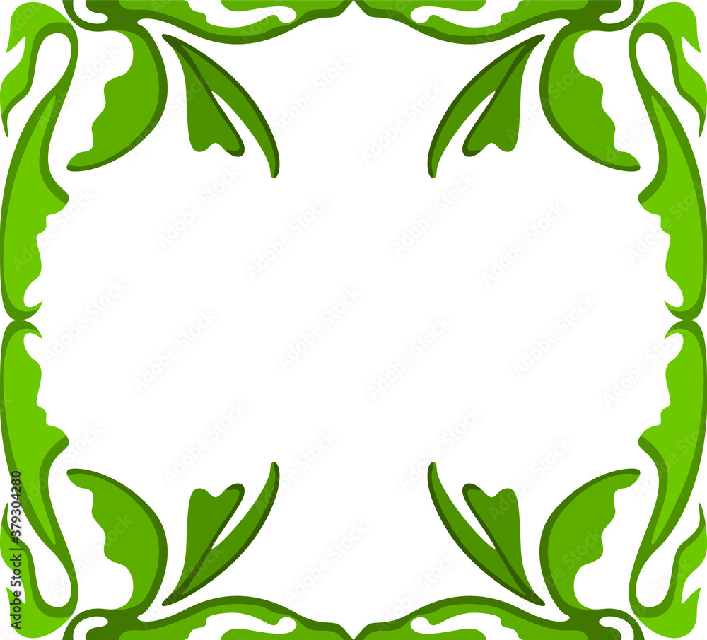 Vector Design of a Green Leaf Ornament Box Frame with Nature Theme