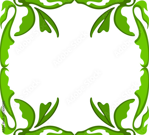 Vector Design of a Green Leaf Ornament Box Frame with Nature Theme © Arief