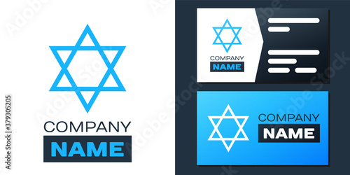 Logotype Star of David icon isolated on white background. Jewish religion symbol. Logo design template element. Vector.