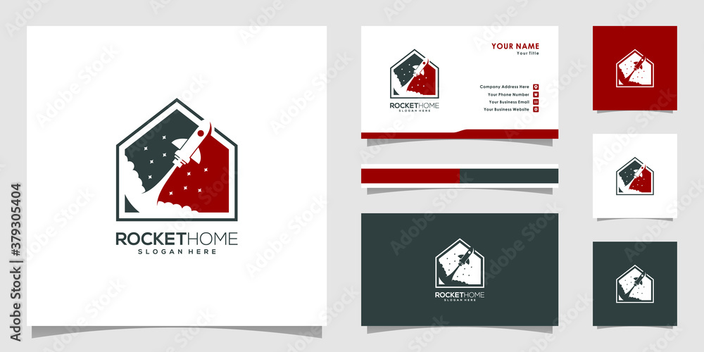 rocket home logo vector design