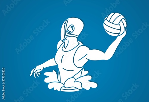 Water Polo player cartoon graphic vector