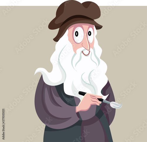 Renaissance Artist Leonardo Da Vinci Vector Cartoon