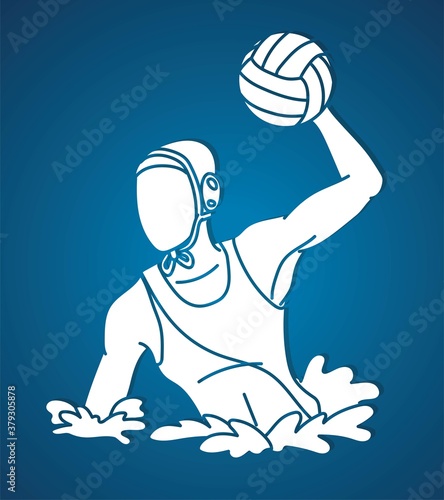 Water Polo player cartoon graphic vector