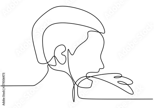 Continuous line drawing of man suffer cough. A male patient who coughs and sneezes with a high fever is quarantine at the hospital isolated on white background. COVID-19 concept. Vector illustration