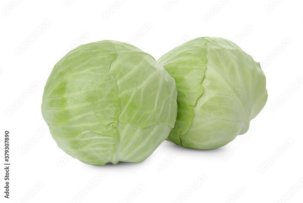 Whole fresh ripe cabbages isolated on white Whole fresh ripe cabbages isolated on white