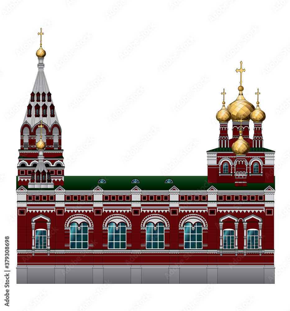 Obraz premium БорчаниноваThe Russian architecture. Old Church building in the city of Perm. An Orthodox Church. Bishops Compound of the Church of the ascension
