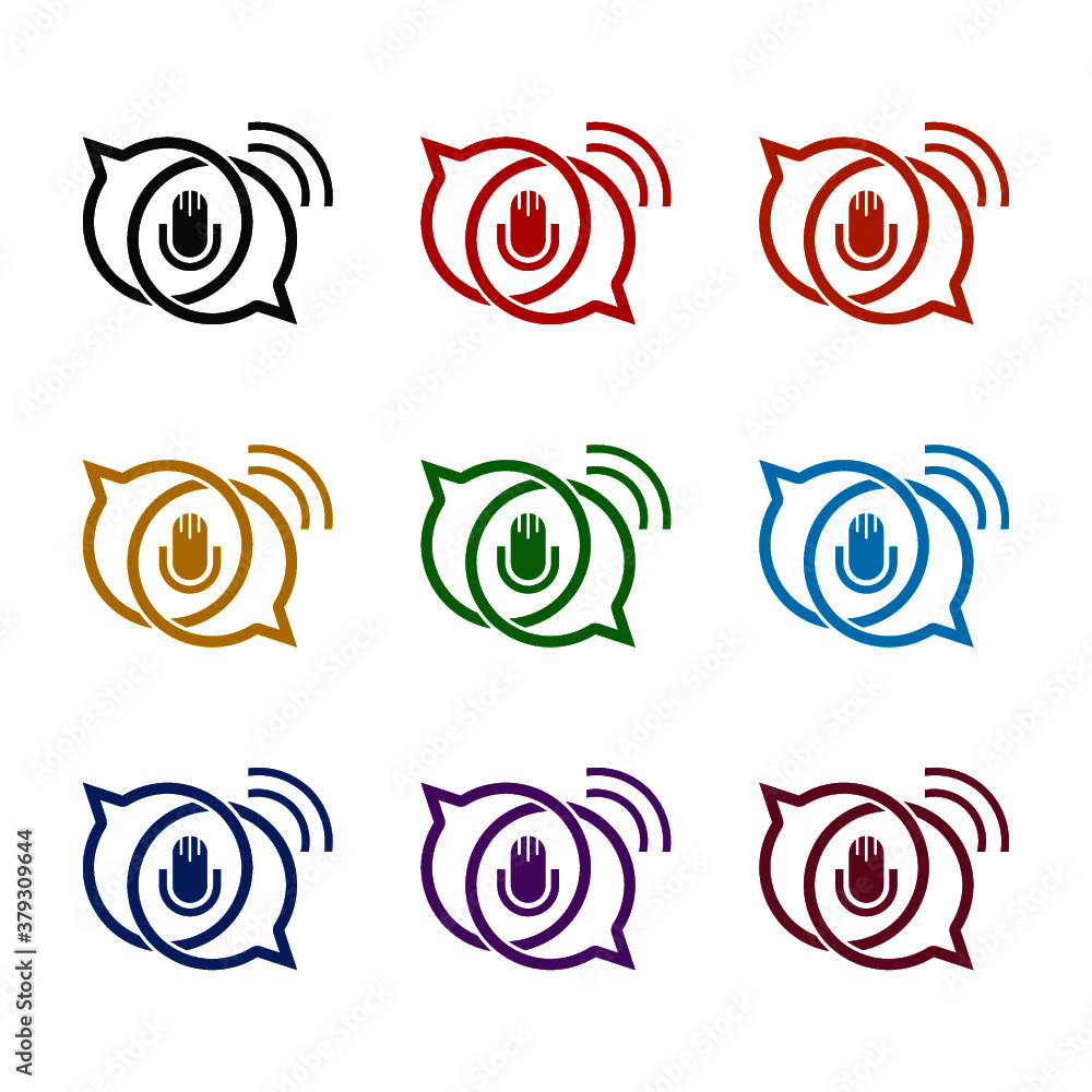 Podcast radio icon, color set Podcast radio icon, color set
