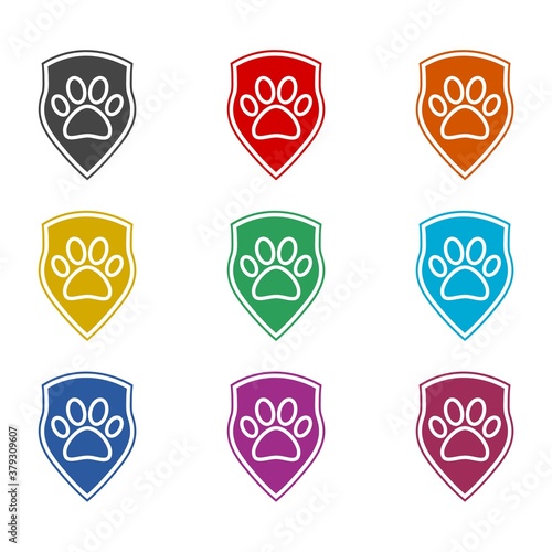 Animal health insurance icon, color set