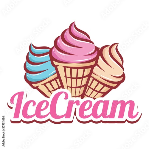 Ice cream logo design with illustration of ice cream cone