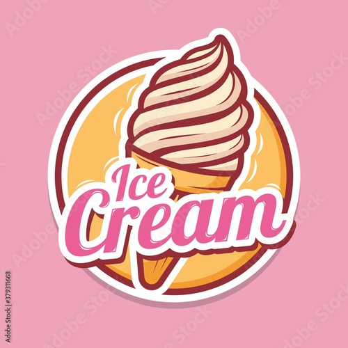 Ice cream logo design with illustration of ice cream cone