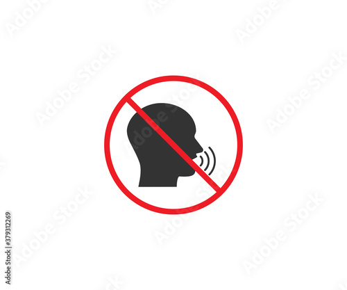 No talking, quiet, silence icon. Vector illustration, flat design.