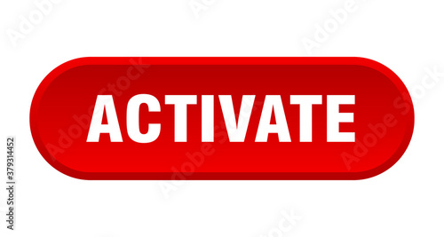 activate button. rounded sign on white background