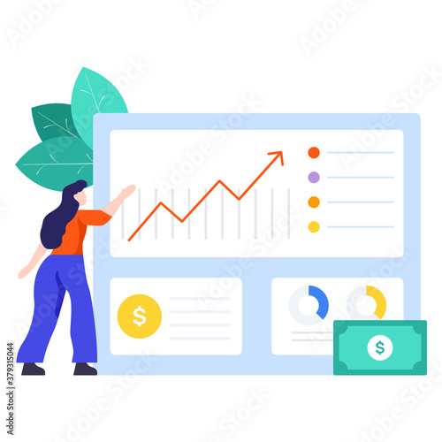 
Online graphical data, financial management in flat style 
