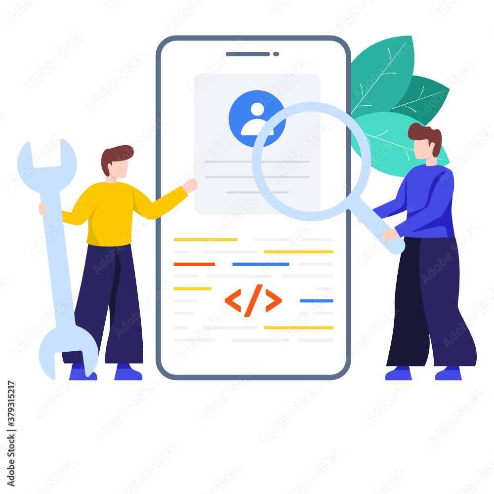 Fototapeta premium Editable flat vector design of mobile app testing