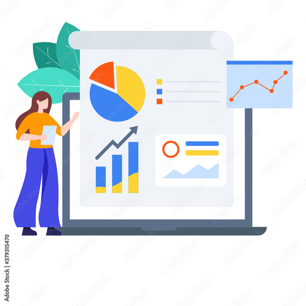 Financial reporting illustration, flat style of statistics illustration
Financial reporting illustration, flat style of statistics illustration
