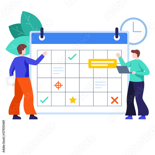 
Schedule planning illustration in trendy style, calendar vector 
