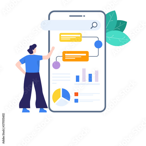 
Mobile planning app illustration in editable style 
