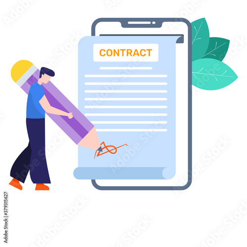 
Flat design of smart contract illustration, editable vector 

