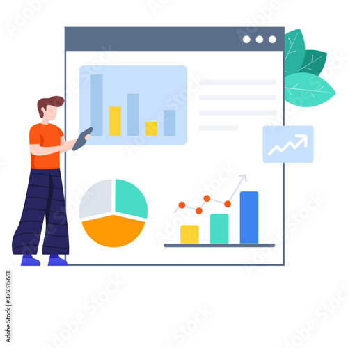 
Website analysis illustration in flat style, web infographic vector
